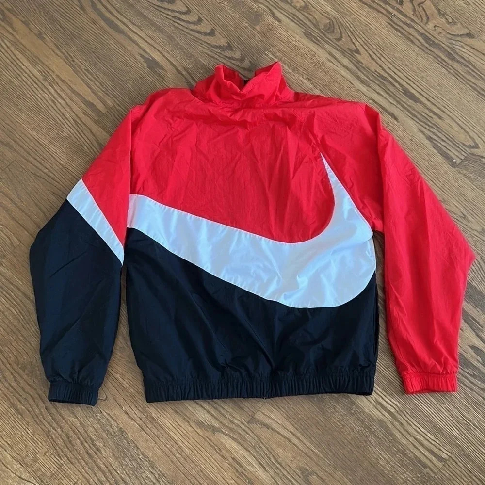 Nike Big Swoosh Woven Red/Black/White Jacket Men’s size Small - Picture 11 of 12